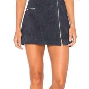 Blank NYC suede navy mini moto skirt